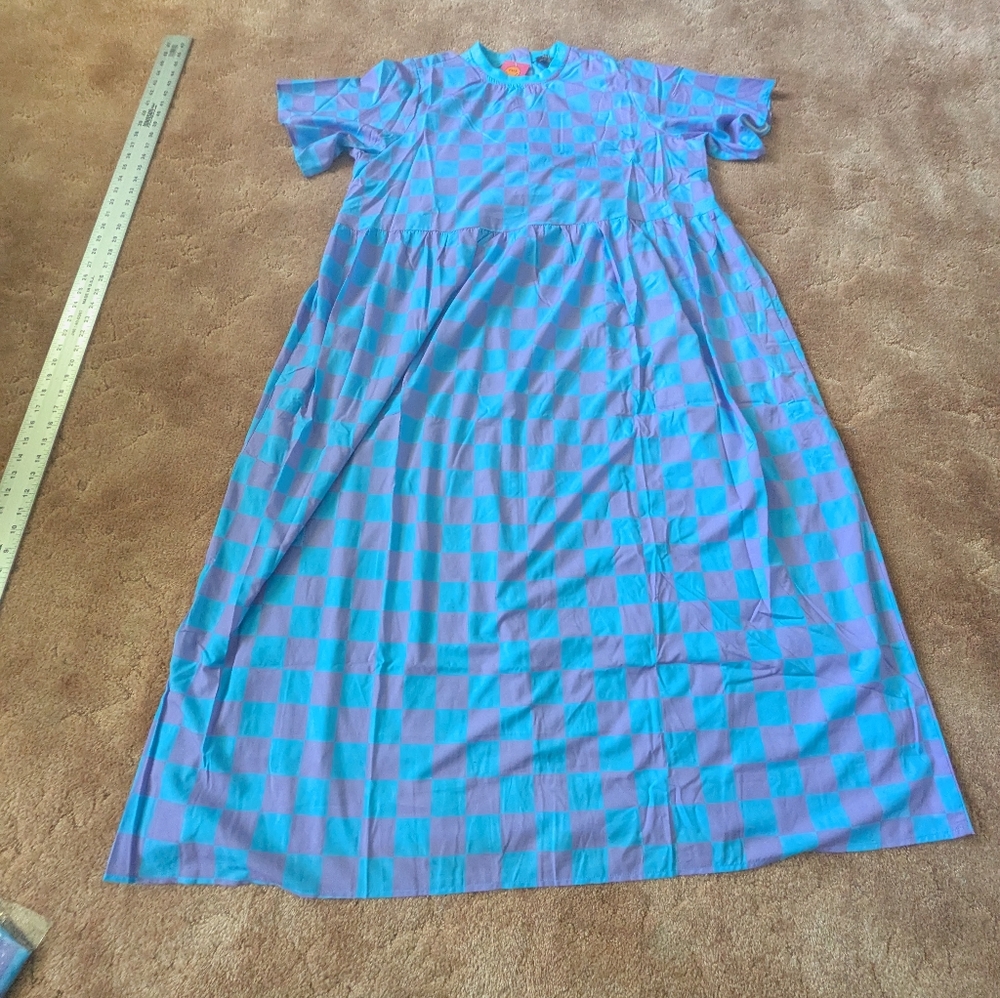 Dressed in LALA Blue and Purple Checkered Dress